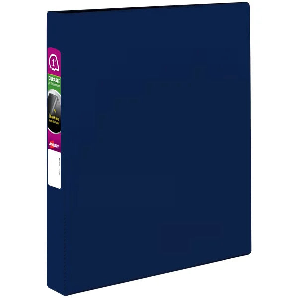 Avery&reg; Durable Binder, 1" Slant Rings, 220-Sheet Capacity, DuraHinge&trade;, Blue (27251)