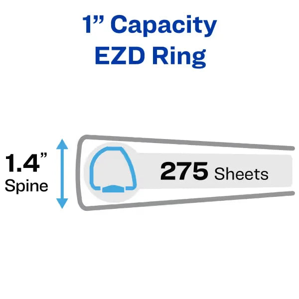 Avery&reg; Heavy-Duty View Binder, 1" One-Touch Rings, 275-Sheet Capacity, DuraHinge&trade;, Navy Blue (79809)
