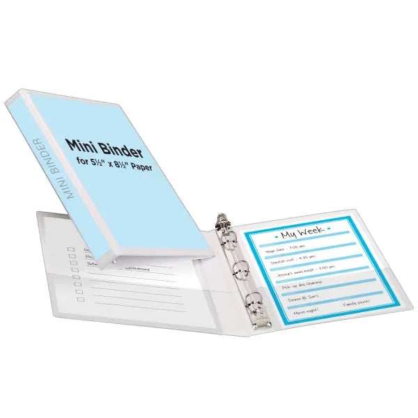 Avery&reg; Mini Durable View Binder, 1/2" Round Rings, 100-Sheet Capacity for 5-1/2" x 8-1/2" Paper, 0.7" Spine, White (27726)