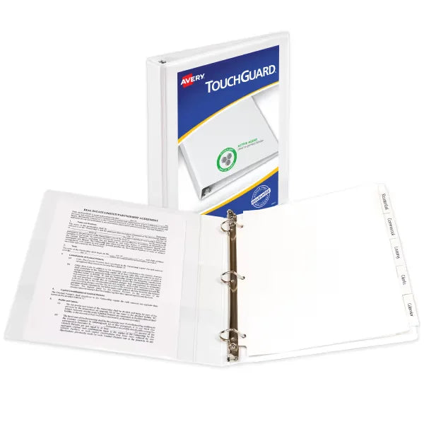 Avery&reg; TouchGuard&trade; Protection Heavy Duty View Binder, 1" Slant Rings, 1 White Binder (17141)