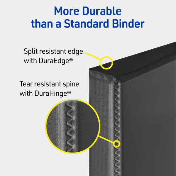 Avery&reg; Durable View 3 Ring Binders, 1 Inch Slant Rings, 250-Sheet Capacity, Black Binder (17011)