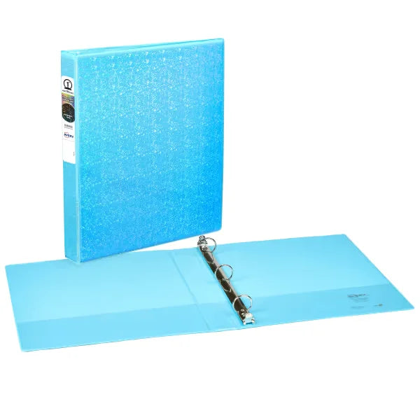 Avery&reg; Luxe Collection Durable Holographic 3 Ring Binder, Customizable View Cover, 1 Inch Round Rings, 1 Holographic Aqua Binder (03224)
