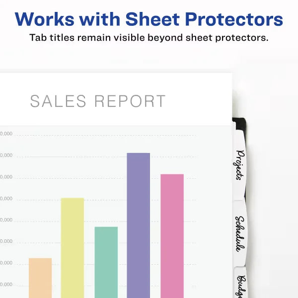 Avery&reg; Durable Plastic 5-Tab Write & Erase Dividers, Slash Pocket, Translucent White, Works With Sheet Protectors (16825)