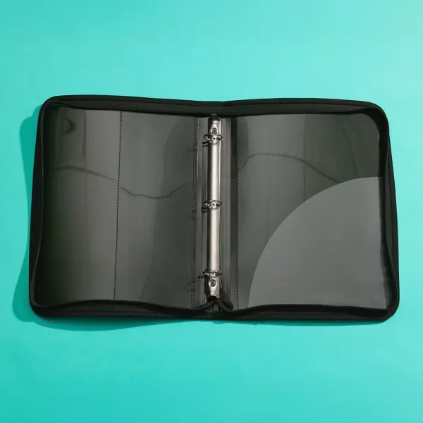 Avery&reg; Zipper Binder, 1" Round Rings, 175-Sheet Capacity, Black Binder with Pocket (26006)