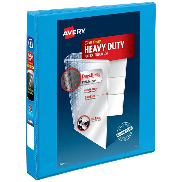Avery&reg; Nonstick Heavy-Duty View 3 Ring Binder, 1" One Touch Slant Rings, 1 Light Blue Binder (05301)
