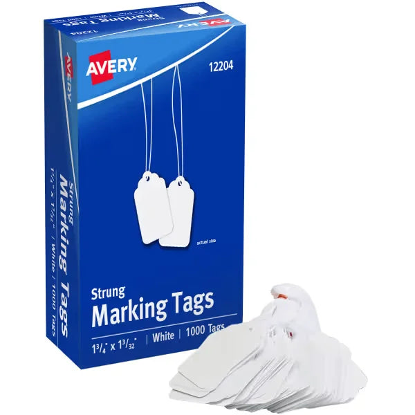 Avery&reg;  Marking Tags, Strung, 1-3/4" x 1-3/32", 1,000 Tags (12204)