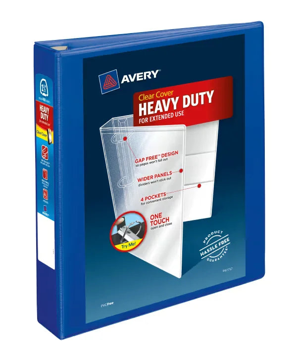 Avery&reg; Heavy-Duty View Binder,  1-1/2" One-Touch  Rings, 400-Sheet Capacity, Pacific Blue (79775)
