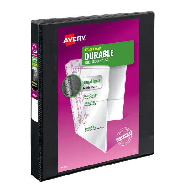 Avery&reg; Durable View 3 Ring Binders, 1" EZD Rings, 1 Black Binder (09300)