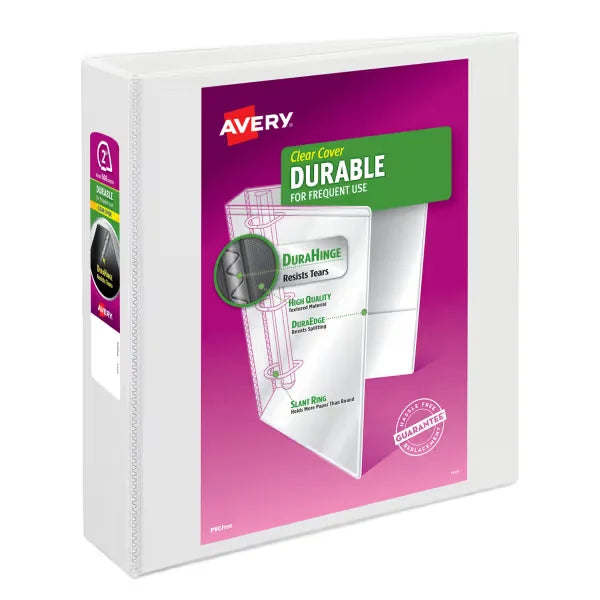Avery&reg; Durable View 3 Ring Binders, 2" EZD Rings, 1 White Binder (09501)