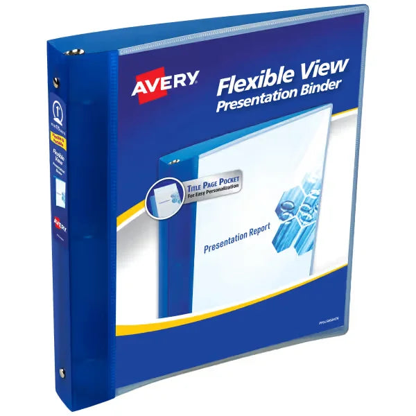 Avery&reg; Flexible View Binder, 1" Round Rings, 175-Sheet Capacity, Blue (17675)