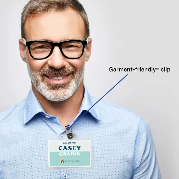 Avery&reg; Customizable Name Badges with Clips, 3" x 4", Clear Name Tag Holders with White Printable Inserts, 50 Clip Style Name Badges for Laser and Inkjet (74536)