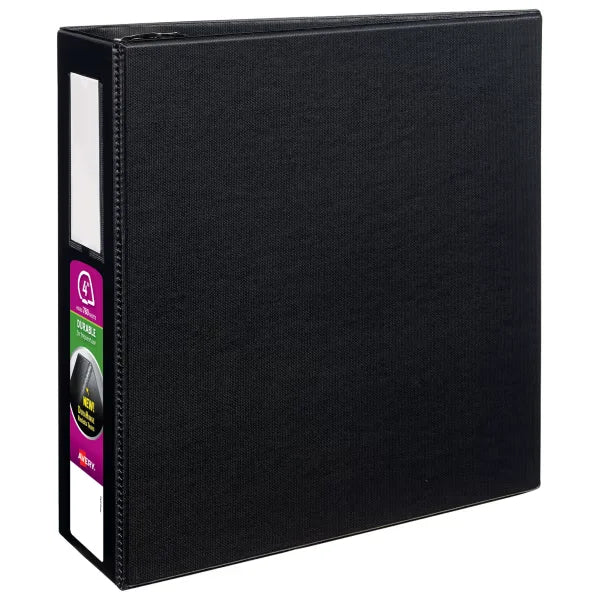 Avery&reg; Durable Binder, 4" One Touch Rings, 780-Sheet Capacity, Label Holder, DuraHinge&trade;, Black (08802)