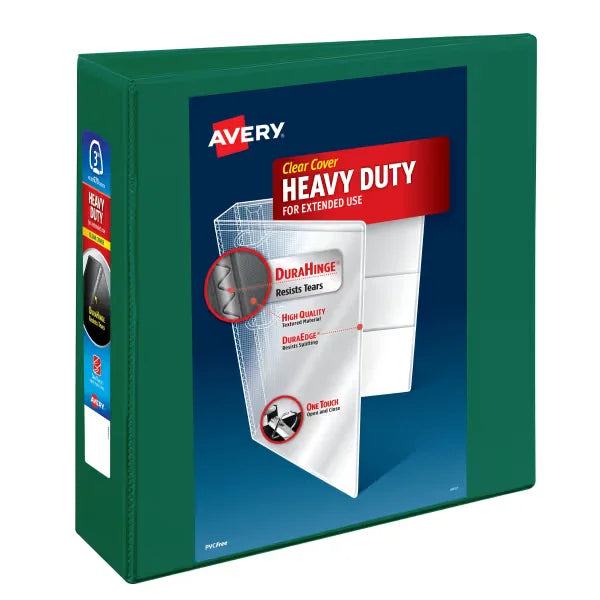 Avery&reg; Heavy-Duty View Binder, 3" One Touch EZD&reg; Rings, 670-Sheet Capacity, 3-1/2" Spine, Green (79109)