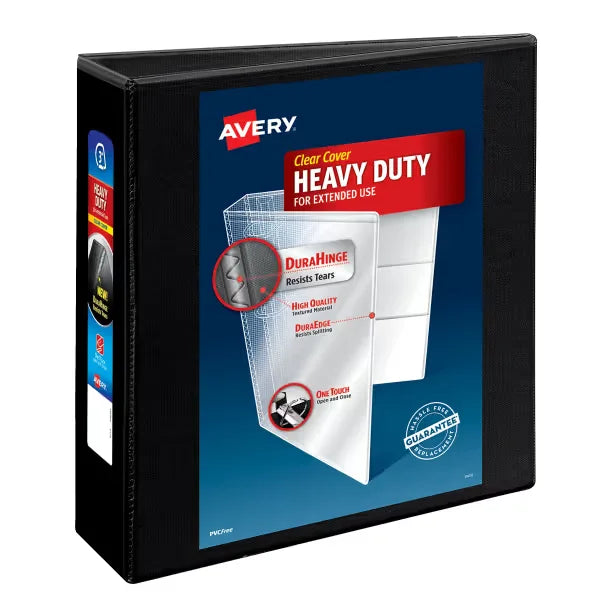 Avery&reg; Nonstick Heavy-Duty View 3 Ring Binder, 3" One Touch Slant Rings, 1 Black Binder (05600)