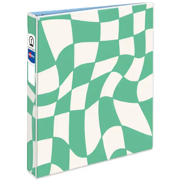 Avery&reg; 3 Ring Binder, 1 Inch Round Rings, Retro Collection, Groovy Checks (26803)