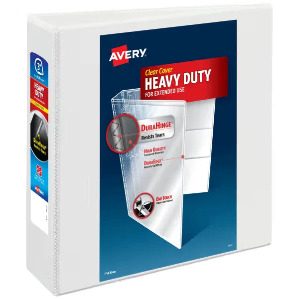 Avery&reg; Heavy-Duty View Binder, 3" One Touch EZD Rings, 670-Sheet Capacity, 3.5 Inch Wide Spine, White (79193)