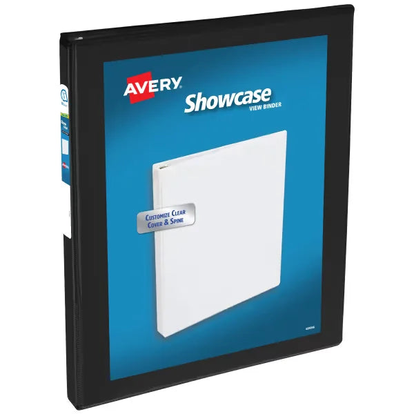 Avery&reg; Showcase Standard View Binder, 1/2" Slant Rings, 135-Sheet Capacity, 0.7-Inch Wide Spine, Black Binder (19550)