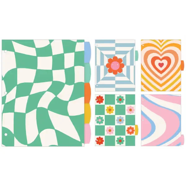 Avery&reg; Big Tab&trade; Reversible Fashion Dividers for 3 Ring Binders, 5 Tab Set, Retro Pattern, 1 Set (24938)