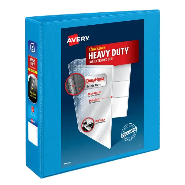 Avery&reg; Nonstick Heavy-Duty View 3 Ring Binder, 2" One Touch Slant Rings, 1 Light Blue Binder (05501)