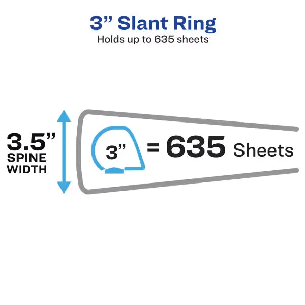 Avery&reg; Heavy-Duty View Binder, 3" One Touch Slant Rings, 635-Sheet Capacity, 11" x 17", White (72127)