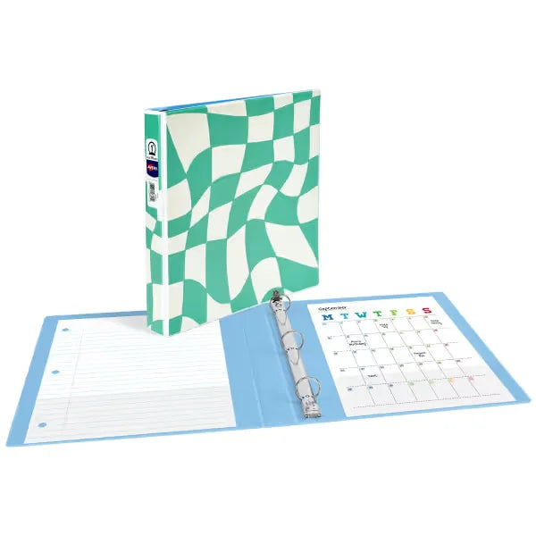 Avery&reg; 3 Ring Binder, 1 Inch Round Rings, Retro Collection, Groovy Checks (26803)