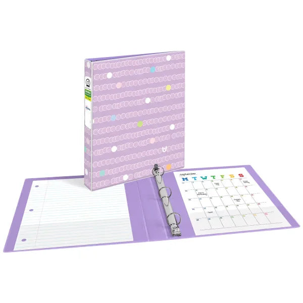 Avery&reg; Durable View Fashion Binder, 1" Round Rings, 175-Sheet Capacity, 1.4" Spine, Purrrfectly Purple Design (26738)