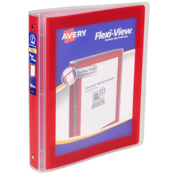Avery&reg; Flexi-View&reg; 3 Ring Binder, 1" Round Rings, 175-Sheet Capacity, Red (17606)