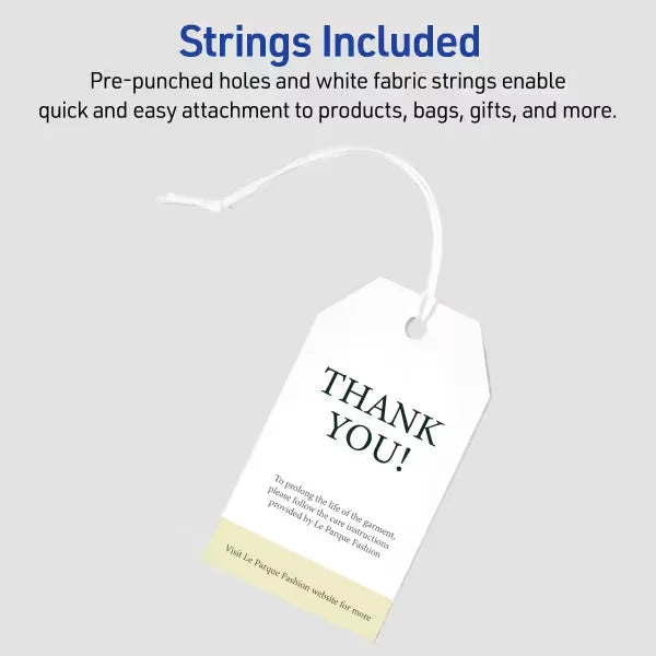 Avery&reg; Rectangular Tags with Sure Feed&reg;, 2" x 3-1/2", White, 96 Printable Tags with String (22802)