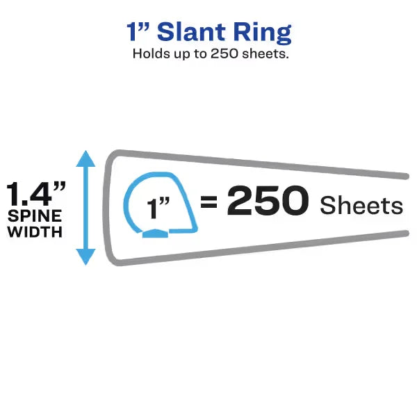 Avery&reg; Nonstick Heavy-Duty View 3 Ring Binder, 1" One Touch Slant Rings, 1 Light Blue Binder (05301)
