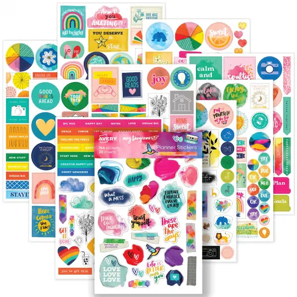 Avery&reg; + Amy Tangerine&reg; Designer Collection Planner Stickers, 20 Sheets of Weekly Planner Stickers, Set of 744 Planner Stickers, Monthly and Daily Accessories for Journals and Calendars (6782)