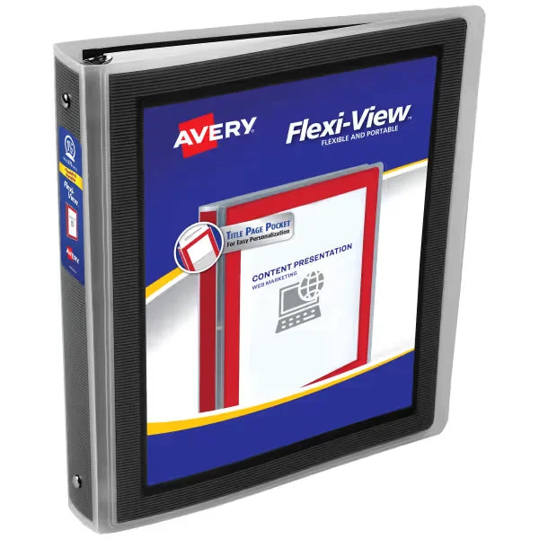 Avery&reg; Flexi-View Binder, 1-1/2" Round Rings, 275-Sheet Capacity, Black (17637)