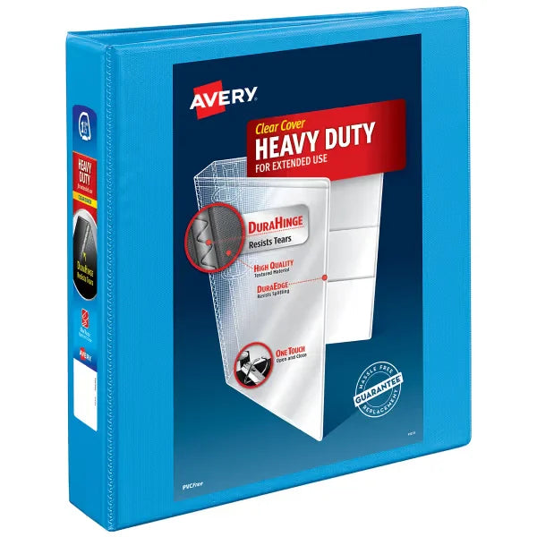 Avery&reg; Nonstick Heavy-Duty View Binder, 1.5" One Touch Slant Rings, 1 Light Blue Binder (05401)
