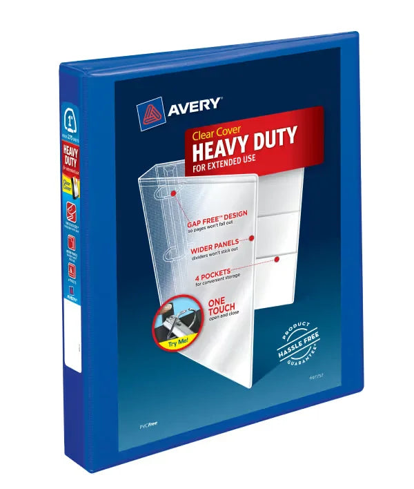 Avery&reg; Heavy-Duty View Binder, 1" One-Touch Rings, 275-Sheet Capacity, Pacific Blue (79772)