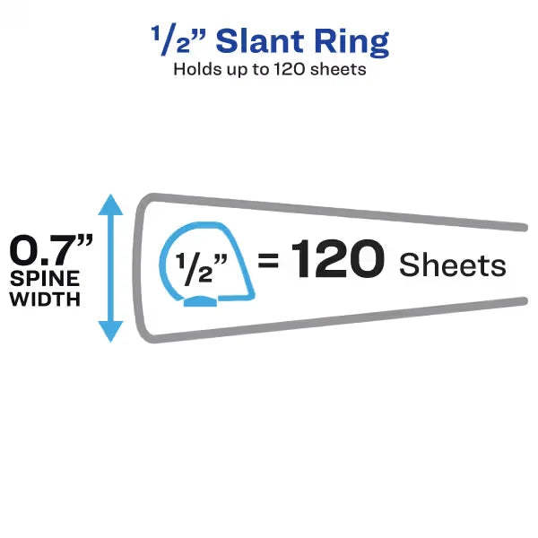 Avery&reg; Nonstick Heavy-Duty View 3 Ring Binder, 0.5" Slant Rings, 1 Black Binder (05233)