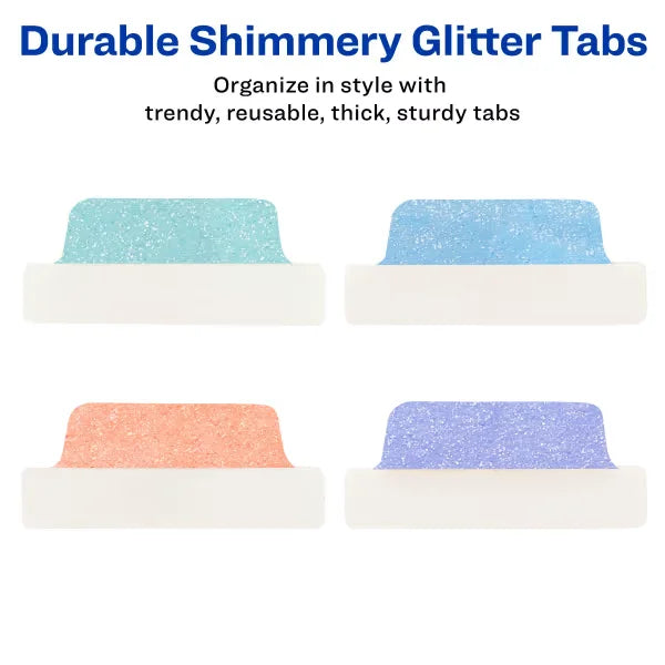 Avery&reg; Ultra Tabs&reg; Luxe Collection Margin Tabs, 2-1/2" x 1", Pastel Shimmer Designs, 16 Tabs (74150)