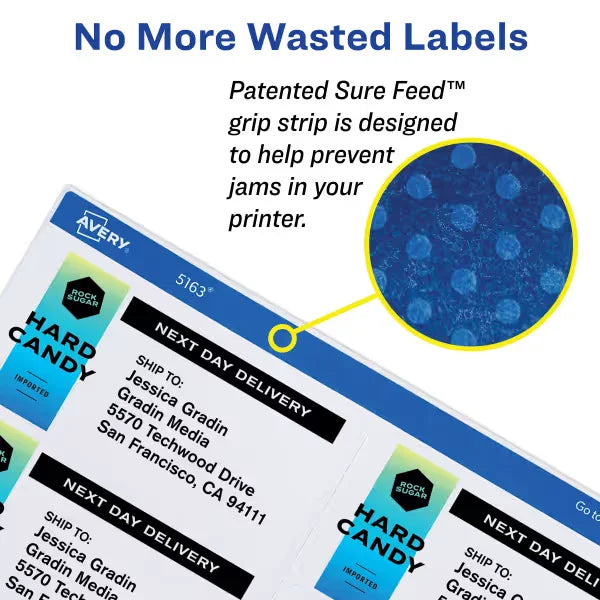 Avery&reg; Print-to-the-Edge Shipping Labels with Sure Feed&reg;, 4-1/4" x 7-1/4", Matte White, 50 Labels (6876)