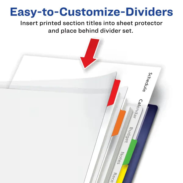 Avery&reg; Clear Easy View Durable Plastic Dividers, 8-Tab Set, Multicolor (16741)