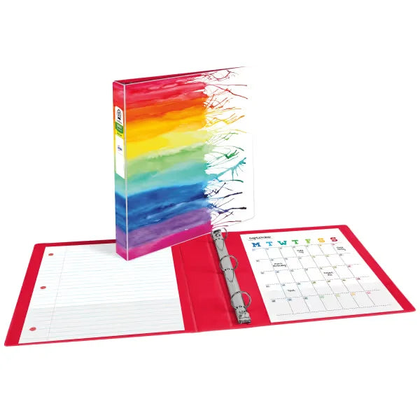 Avery&reg; + Amy Tangerine&reg; Designer Collection Binder, 1.5 Inch Round Rings, 275-Sheet Capacity, Watercolor Rainbow (28347)