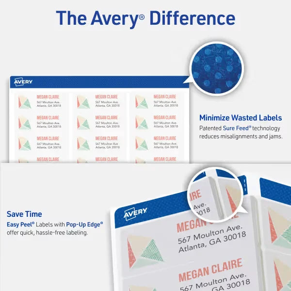 Avery&reg; Address Labels with Sure Feed&reg;, 1" x 2-5/8", Matte Clear, Inkjet Printer Compatible, 750 Labels Total (8660)