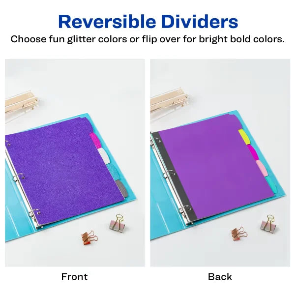 Avery&reg; Big Tab&trade; Reversible Fashion Dividers, 5-Tab Set, Assorted Colors (24928)