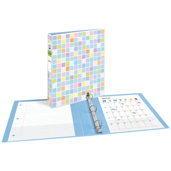 Avery&reg; Durable View Fashion Binder, 1" Round Rings, 175-Sheet Capacity, 1.4" Spine, Pixel Puzzle Design (26737)