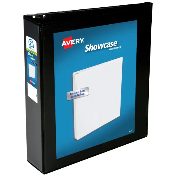 Avery&reg; Showcase Standard View Binder, 2" Slant Rings, 530-Sheet Capacity, 2.8-Inch Wide Spine, Black Binder (19700)