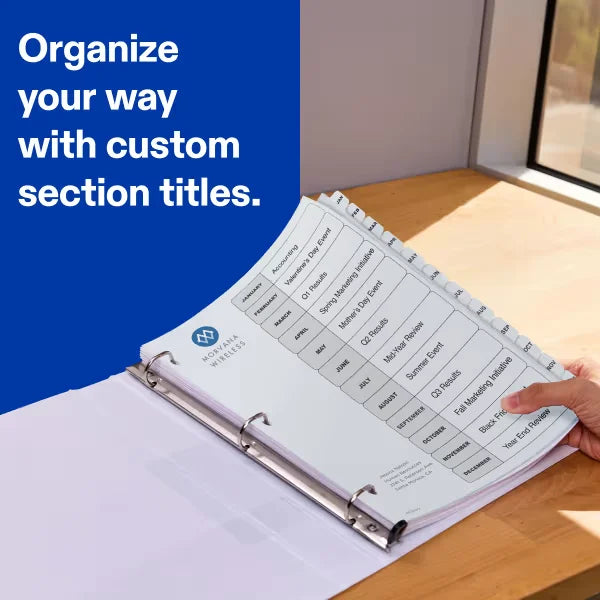 Avery&reg; Ready Index&reg; Jan-Dec Dividers, 12 Tab Sets, Customizable Table of Contents, White Tabs, 6 Sets (11826)