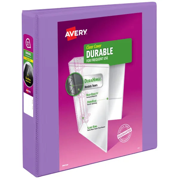 Avery&reg; Durable View 3 Ring Binder, 1.5 Inch Slant Rings, Lavender Binder (17084)
