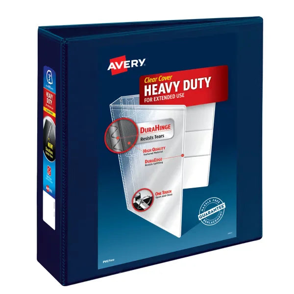 Avery&reg; Heavy-Duty View Binder, 3" One Touch EZD Rings, 670-Sheet Capacity, 3.5 Inch Wide Spine, Navy Blue (79803)