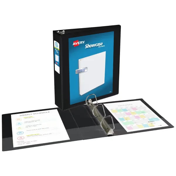 Avery&reg; Showcase Standard View Binder, 2" Slant Rings, 530-Sheet Capacity, 2.8-Inch Wide Spine, Black Binder (19700)