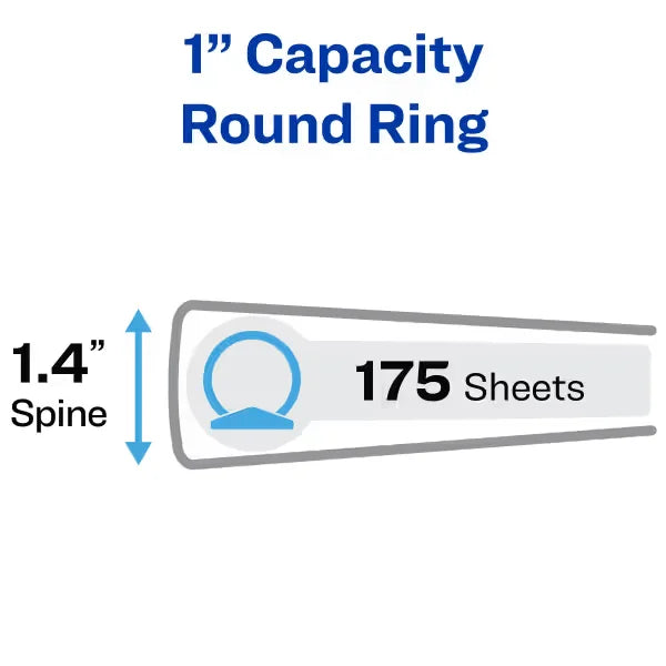 1" Hanging Storage Flexible 3 Ring Binders, Round Rings, 175-Sheet Capacity, Black, 4 Pack (17708)