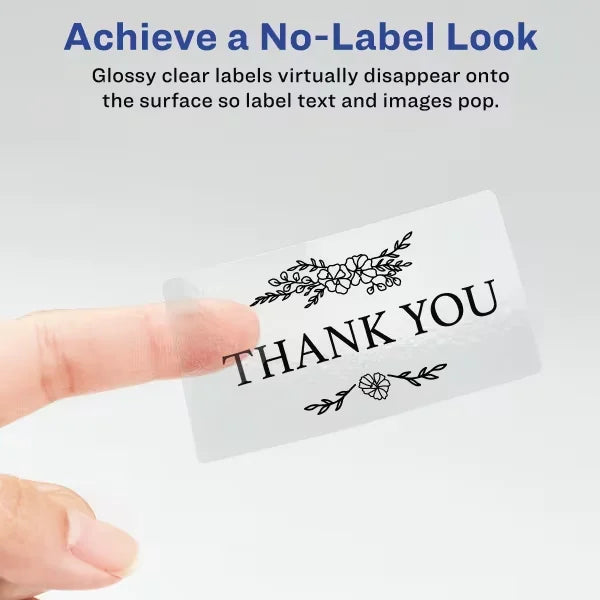 Avery&reg; Glossy Clear Labels, 2" x 3", Sure Feed&trade; Technology, Print-to-the-Edge, Easy Peel&reg;, Laser/Inkjet, Permanent, 40 Blank Rectangle Labels Total (27952)