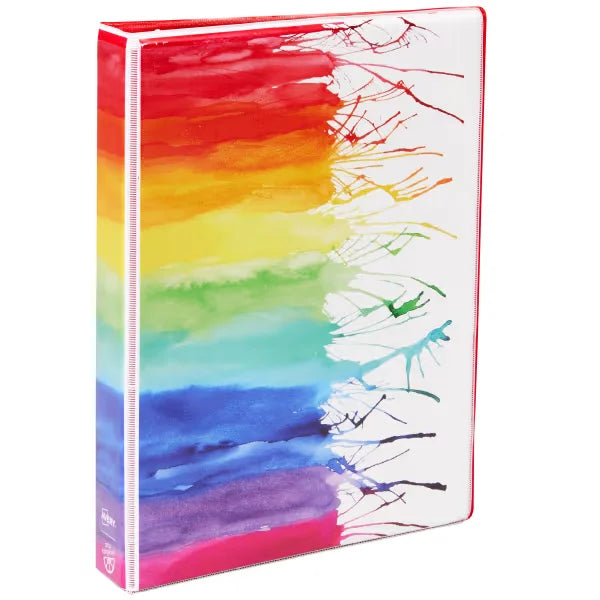 Avery&reg; Mini Binder, 1" Round Rings, 175-Sheet Capacity for 5-1/2" x 8-1/2" Paper, 1.4" Spine, Watercolor Rainbow (18713)