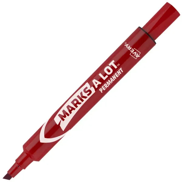 Avery&reg; Marks A Lot&reg; Permanent Markers, Large Desk-Style Size, Chisel Tip, 1 Red Marker (08887)